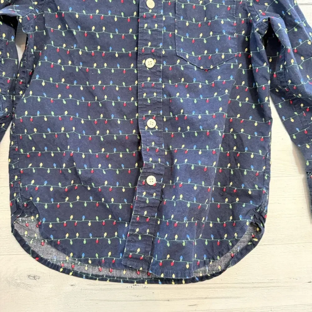 Gap kids Christmas light button down shirt XS‎